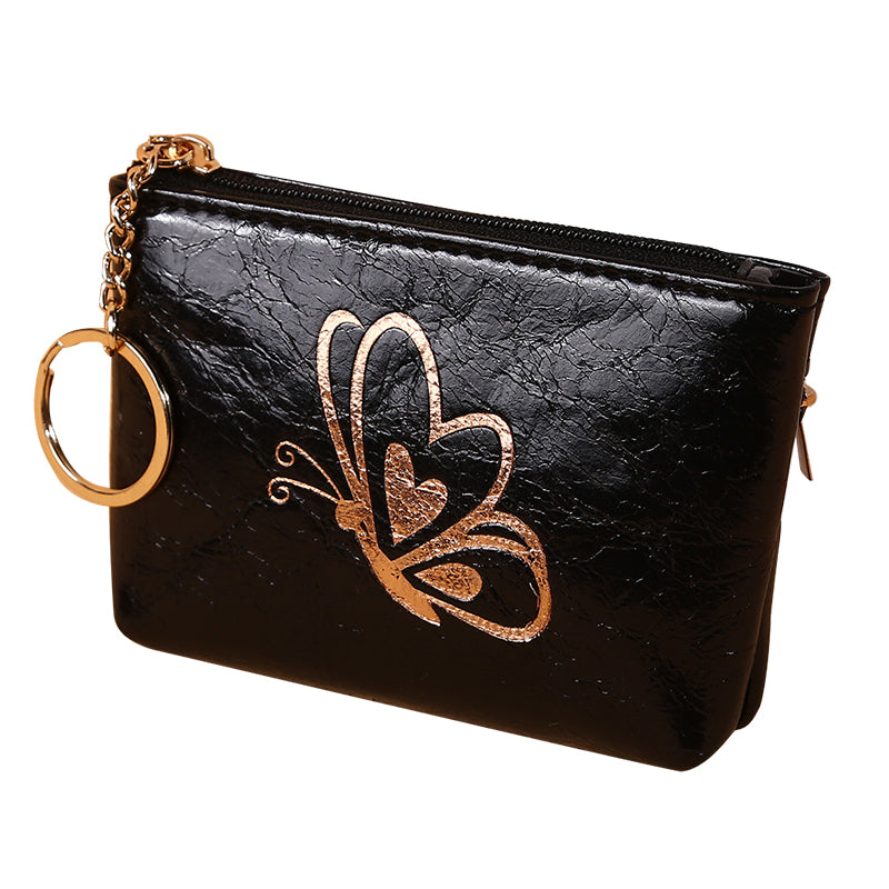 54 Lacquered Butterfly Pattern Mini Wallet PU Leather Zipper Coin Purse with Key Ring 54 Lacquered Butterfly Pattern Mini Wallet PU Leather Zipper Coin Purse with Key Ring